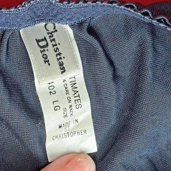 Christian Dior Vintage Satin Hi Cut Panties Navy Blue size Large - Picture 4 of 6